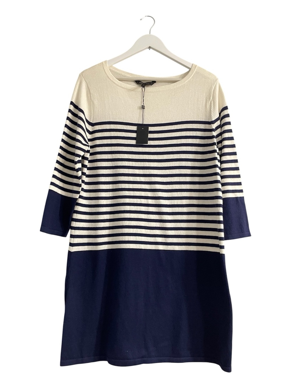 BCBGMAXAZRIA Ethel Striped  Dress cashmere cotton in Blue & White preppy lightwe